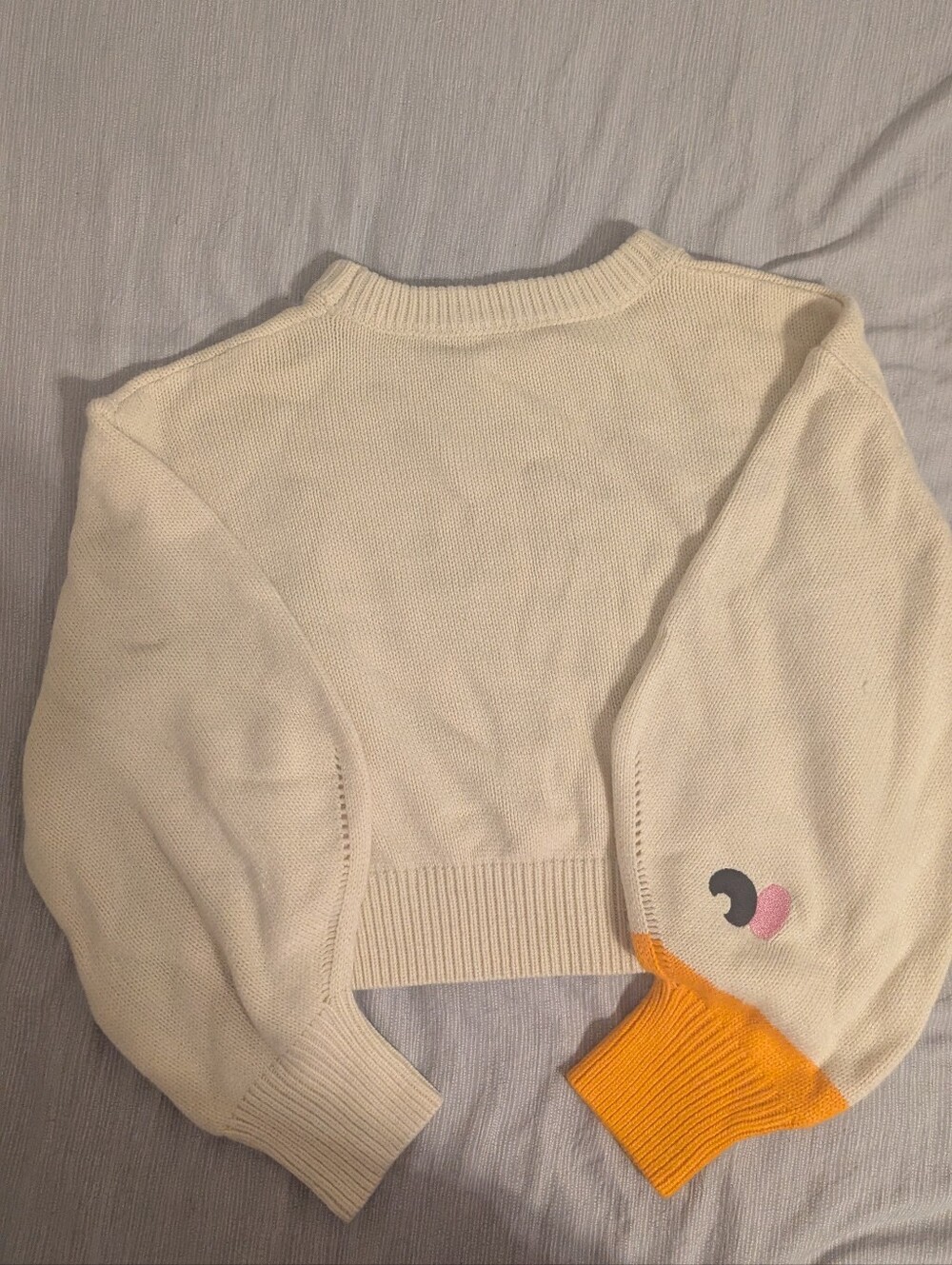 Cider Round Neck Goose Pattern Sleeve Knitted Top